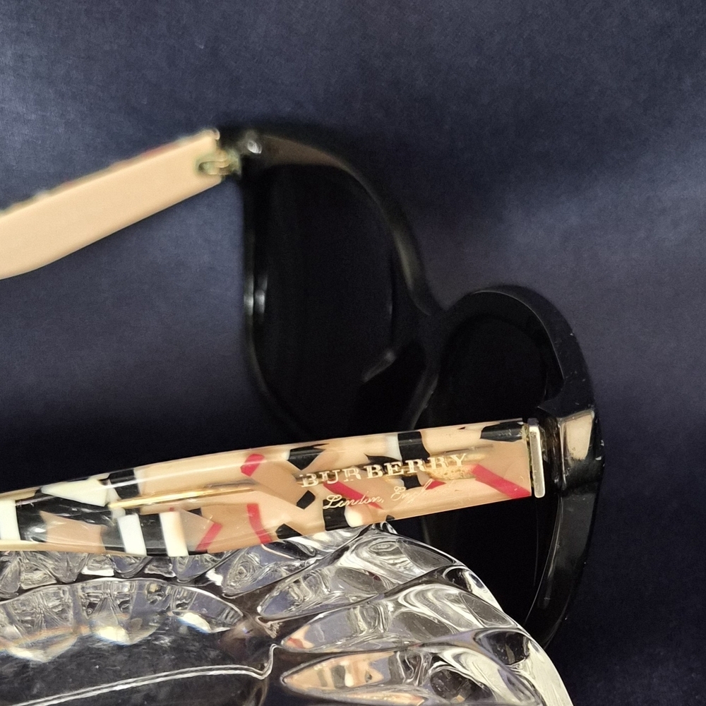 Burberry Black Sunglasses with Pink and Cream Accents